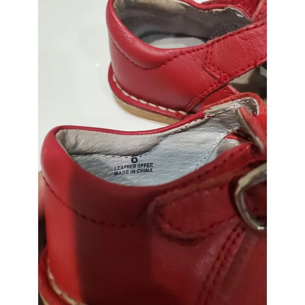 L'AMOUR Red Leather Mary Jane Girls Shoes Size 6